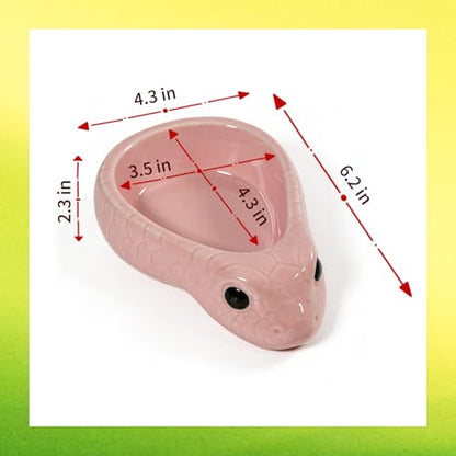 Reptile Water Dish, Ceramic Snake Water Bowl, Pink | For Snake, Leopard Gecko, Bearded Dragon and Lizard, Bathing Pool, Food Feeding Dish, Terrarium Tank Accessories - color: Pink