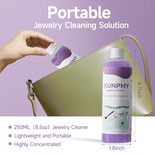 Upgraded Jewelry Cleaner, New Formula for All Ultrasonic Cleaners | 8.5 oz(250 ml), Enhanced Cleaning Effect, Multi-Purpose for Silver, Gold, Rings Diamond and Eyeglass - color: Purple