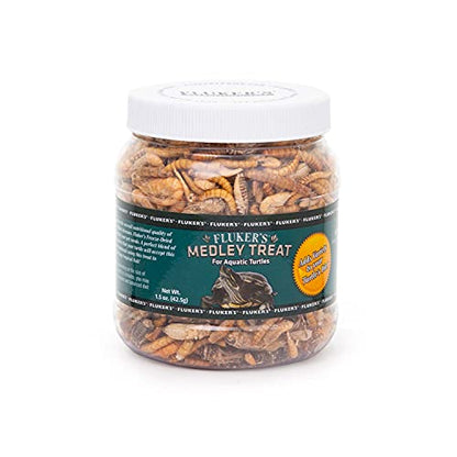 Fluker's Medley Treat for Aquatic Turtles, River Shrimp, Mealworms, and Crickets, 1.5 oz | For Aquatic Turtles, River Shrimp, Mealworms, and Crickets - size: 1.5 Ounce (Pack of 1)