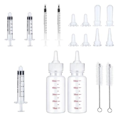 Suxgumoe Pet Feeding Bottle Set, Feeding Silicone Nipple with Bottle and Syringes, Reusable Pet Nursing Kits Feeding Tools for Rabbits, Small Animals (17pcs Pet Nursing Kit with Bottles) - color: 17pcs Pet Nursing Kit with Bottles