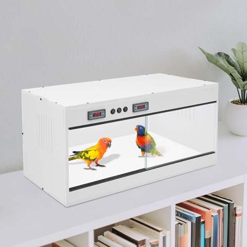 Reptile Enclosure with Intelligent Thermostat 31.5x15.75x15.75in (White) | Reptile Pet Breeding Box, Dual Temperature Control Reptile Terrarium, LCD Display For Leopard Gecko, Hexagonal Lizard, Snake - color: White