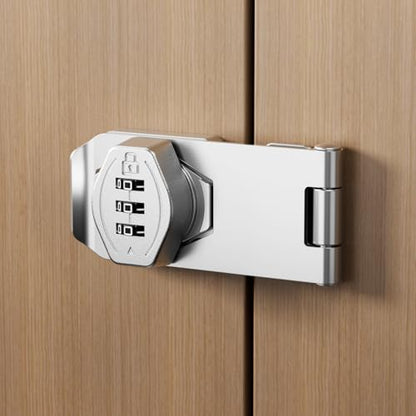 Cabinet Lock Keyless 3-Digit Password Combination Code Hasp Latch Lock Twist Knob Wooden Drawer Cupboard (Silver, 3 inch) - color: Silver, size: 3 Inch