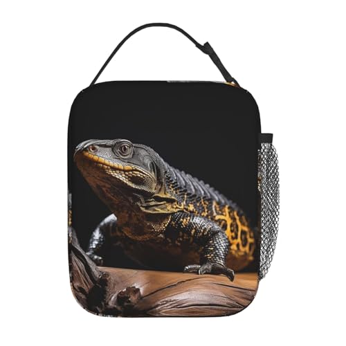 Lunch Bag for Men Women Adults Insulated Lunch Box,Leakproof Cooler Food Lunch Containers Reptile Monitor Lizard Reusable Lunch Tote Bags Cute LunchBox for Work, Travel, Outdoor