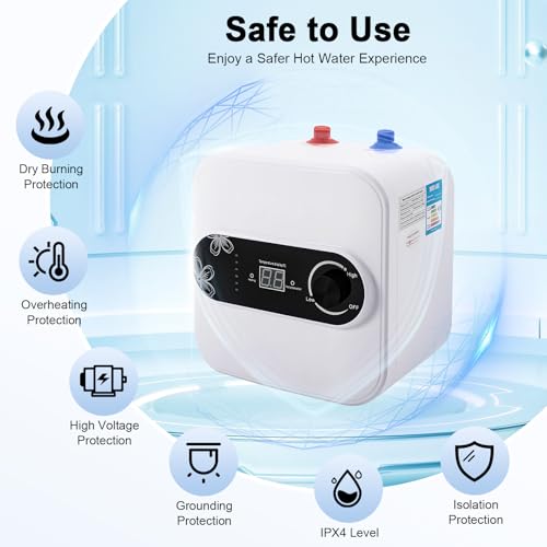 Small Tank Water Heater Electric, 2 Gallon Mini Under Sink Water Heater, 110V Tankless Water Heater Electric, 1500W Point of Use RV Water Heater for Rv Trailer Bathroom Cupboard (Top Water Outlet) - style: Top Water Outlet