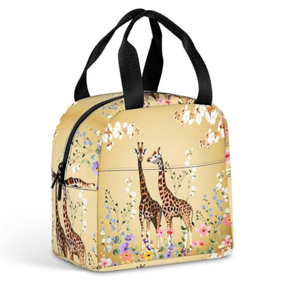 Giraffe Flowers Lunch Bag for Women Men | Insulated Lunch Box Leakproof Food Meal Containers Reusable Foldable 6L Capacity Lunch Tote Bags for Work Picnic Travel - color: style-16