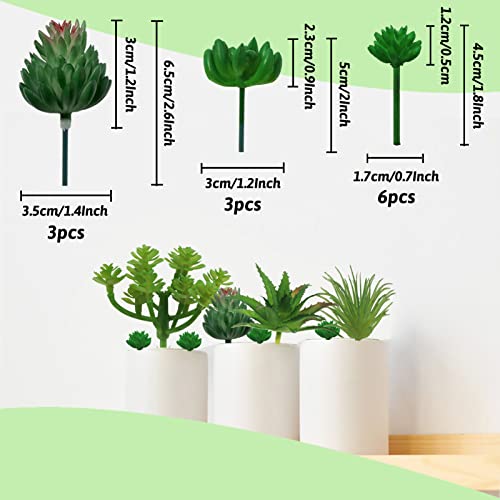QUOZUO 22pcs Green Succulents Plants Artificial, Mini Fake Succulents for DIY Crafting Home Terrarium Floral Wall Garden Arrangement Office Decoration (Unpotted)