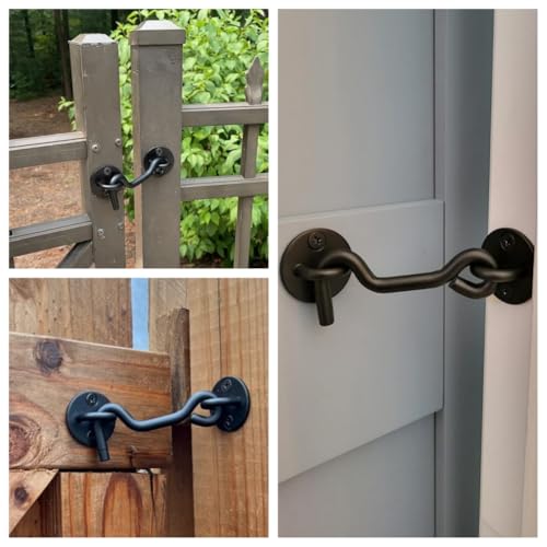 4" Privacy Hook and Eye Gate Door Latch, Easy Barn Door Lock, Black | Solid 5/16" Iron Rod, 2-Layer Powder Coating, Quick Locking for Sliding Barn, Pocket, Closet, Screen Doors, Indoor/Outdoor