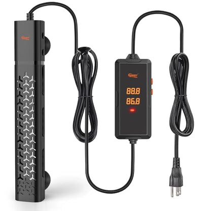 hygger 200w Aquarium Heater, Submersible Fish Tank Heater with Intelligent Temperature Control and Leaving Water Automatically Stop Heating System, for 20-40 Gallon Tanks - size: 200W (for 20-40 gallon)