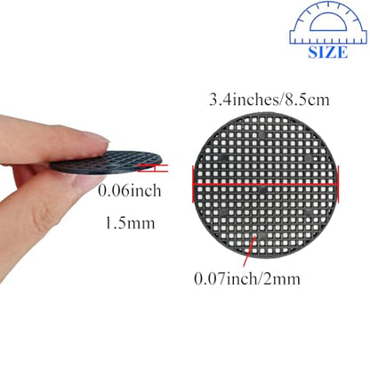 HAHIYO 10PCs 3.4Inch/8.5cm Black Round PP Plastic Flower Pot Hole Mesh Pad Bottom Grid Mat Bonsai Drainage mesh Hole Screens Gasket Prevent Soil Loss Breathable Gasket Drainage Netting for Bonsai - size: Round-3.4In-10P
