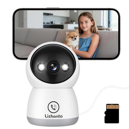 3MP WiFi Indoor Pet Security Camera | 360° Pan Tilt, 16GB Local Storage, Plug-In Wired Power | Color Night Vision, Motion Detection for Baby, Pets, Home