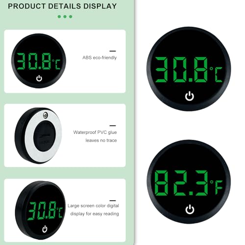 Fishtanks Digital Thermometers LED Display Accurate Temperature Gauge for Reptiles Tanks Wth Stick on Rechargeable Design LED Display Thermometers - color: Black Celsius