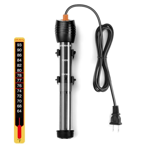 Orlushy Submersible Aquarium Heater, Adjustable Fish Tahk Heater with Free Thermometer Suitable for Marine Saltwater and Freshwater - size: C100