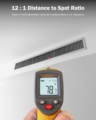 Infrared Thermometer Laser Temperature Gun, Digital Surface Heat Temp Gun Non-Contact for Cooking Food, Pizza Oven, Griddle Meat, Refrigerator, HVAC, Grill, Engine -58℉~986℉