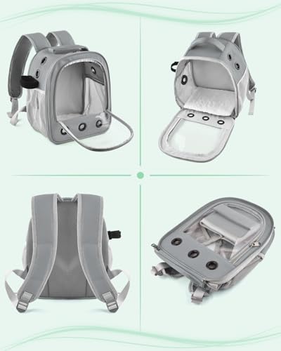 DBNESS Guinea Pig Carrier Backpack, Portable Rabbit Travel Carring Bag for Pet Bunny Chinchilla Bearded Dragon Hamster Parrot Outgoing Pouch Case with Water Bottle Holder & Detachable Pad (Light Gray) - color: Light Gray