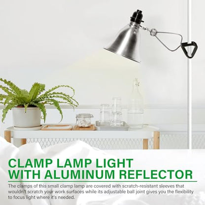 Simple Deluxe Clamp Lamp Light Socket with 5.5 Inch Aluminum Reflector, Suit for Max 60 Watt Lamp (No Bulb Included) with 18/2-Gauge 6 Feet Cord, 2-Pack - size: 5.5 Inch (60 Watts), style: 2-Pack