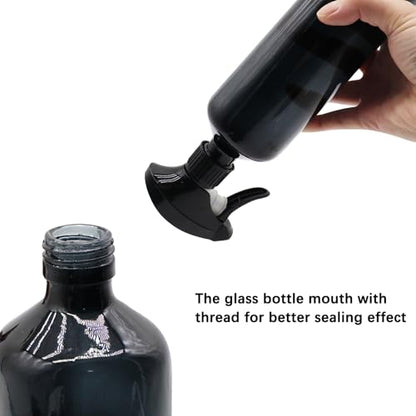 Glass Spray Bottles for Cleaning,16 OZ 2 Pack Continuous Empty Water Mister Spray Bottles for Hair,Plants Mister,Adjustable Nozzle,Amber and Black - color: Amber+Black