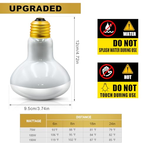 MIXJOY 150W Reptile Heat Lamp Bulbs, 2Pack Heat Lamp Bulbs for Reptiles Basking Bulbs UVA Daylight Basking Light Amphibians Heating Lamp Emitter for Lizard, Tortoise, Bearded Dragon Gecko, Chicken - style: 2Pack 150W