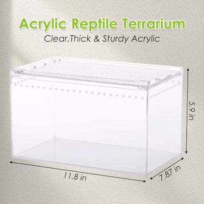 Reptile Terrarium Enclosure 12"x 8"x 6" Acrylic Tarantula Breeding Box Magnetic Hermit Crab Habitat Tank Transparent Jumping Spider Cage for Insect Snail Amphibians Sling Isopods - size: L: Standard Version