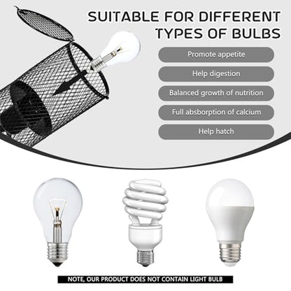 1 Pcs Reptile Heat Lamp Guard with 150W Ceramic Heat Emitter Basking Anti Scald Heating Lamp Holder Mesh Cage Reptile Protection Lampshades for Lizard Snake Chick, Bulb Not Included (Black) - color: Black