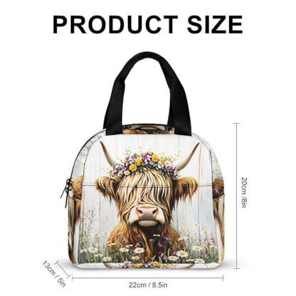 Rustic Highland Cow Flower Lunch Bag for Women Men | Insulated Lunch Box Leakproof Food Meal Containers Reusable Foldable 6L Capacity Lunch Tote Bags for Work Picnic Travel - color: Style 3