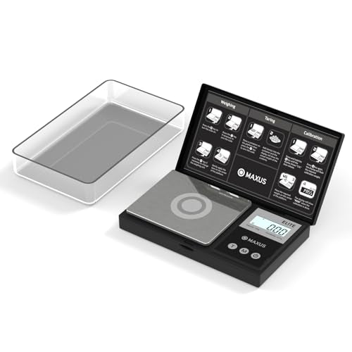Digital Pocket Gram Scale 500g x 0.01g High Precision with Tray | Weighs Small Food, Jewelry, Ounces, Grains, LCD Display, Tare Function - color: Black