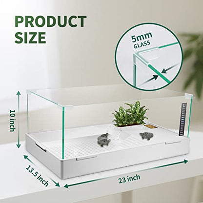BETAZOOER Small GlassTurtle Tank Water Filter Reptile 15.7"×11.8"×10" - size: Small(Glass)