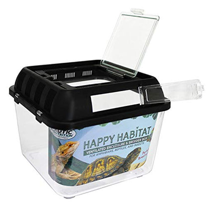 Happy Habitat (Standard) - Ventilated Enclosure & Breeder Box - for Live Feeder Insects, Reptiles, Amphibians & Other Small Pets - Durable Plastic Portable Terrarium - size: Standard