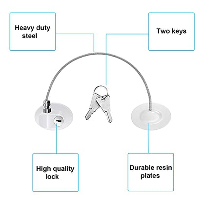 Hotop 4 Pack Cabinet Locks with Keys Refrigerator Fridge Locks Replacement with Steel Wire Self Adhesive Child and Baby Proofing Safety for File Drawers Deep Freezer Doors Latch(White) - color: White