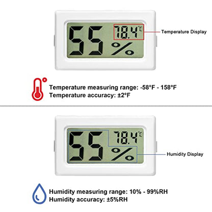 2Pcs Mini Digital Thermometer Hygrometer with Probe TPM-10 Indoor Temperature Humidity Meter LCD Fahrenheit (℉) Display Hygrometer Thermometer Gauge for Incubator Reptile Plant Terrarium - color: White 2PCS