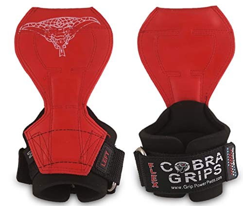 Cobra Grips Flex Model Weight Lifting Gloves Heavy Duty Straps Alternative Power Lifting Hooks for Deadlifts with Padded Wrist Wrap Support Bodybuilding - color: Red Rubber, size: Small