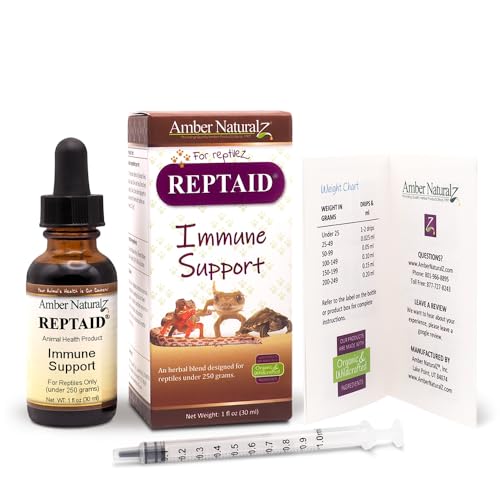 AMBER NATURALZ Reptaid for Reptiles Under 250g, Immune & Respiratory, 1 OZ | Supports immune & upper respiratory function, eye & mouth health, appetite & vitality. Formulated for pets under 250g. - size: 1 oz