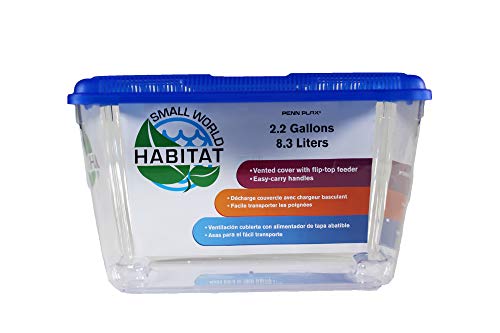 Penn-Plax Small World Habitat – Portable Clear and Transparent Plastic Tank – Excellent for Small Critters and Creatures – Easy to Clean & Handle – 2.2 Gallon, Assorted - size: 2.2 Gallon