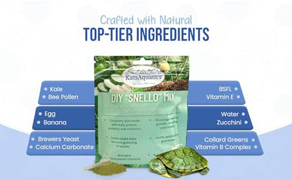 Nourish Snello Powder - for Snails, Shrimp, Plecos, Turtles - Complete Diet - Real Veggies & Proteins - NO Fillers - Easy to Make - No Bad Smell - USA Biologist Made.
