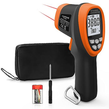 HOLDPEAK Pyrometer D:S=30:1, High Temp Infrared Thermometer -58℉~2732℉, Non-Contact Industrial Laser Thermometer Gun, Digital IR Temperature Gauge 2732 (NOT for Human) - color: 1PC-2732-ORANGE(-50~1500℃)