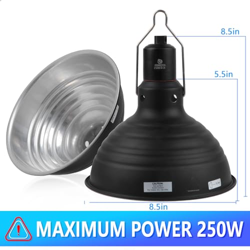 8.5 Inch Reptile Light Fixture Dome Heat Lamp Fixture UVB Heat Basking Lamp Fixture for Amphibian Reptile Terrariums，E26 Base