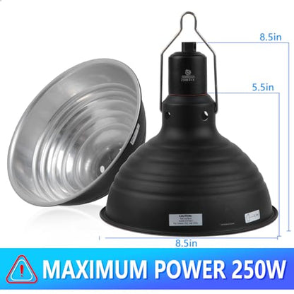 8.5 Inch Reptile Light Fixture Dome Heat Lamp Fixture UVB Heat Basking Lamp Fixture for Amphibian Reptile Terrariums，E26 Base
