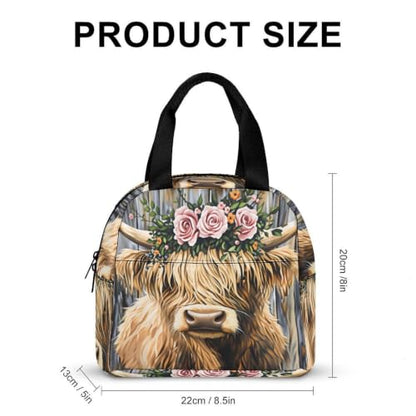 Rustic Highland Cow Lunch Bag for Women Men | Insulated Lunch Box Leakproof Food Meal Containers Reusable Foldable 6L Capacity Lunch Tote Bags for Work Picnic Travel - color: Style 2