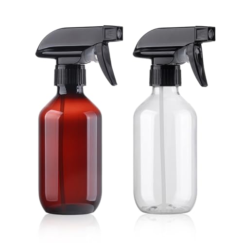 Teyssor Spray Bottles Water Spray Bottle - BPA Free - 10 oz/300 ml Plastic Refillable Containers Fine Mist Small Spray Bottle with Adjustable Nozzle for Hair, Cooking, Cleaning - color: Clear+Brown