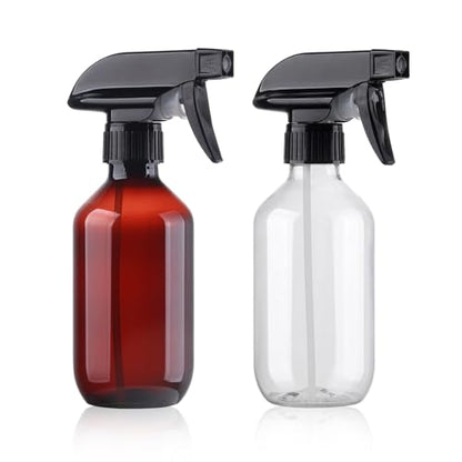 Teyssor Spray Bottles Water Spray Bottle - BPA Free - 10 oz/300 ml Plastic Refillable Containers Fine Mist Small Spray Bottle with Adjustable Nozzle for Hair, Cooking, Cleaning - color: Clear+Brown