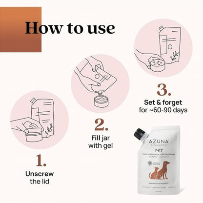 Azuna Pet Odor Eliminator for Strong Odor Gel | Pet Safe | 24oz Refill | Plant Powered | Dog and Cat Room Deodorizer | Pet Safe Air Fresheners for home | Cedarwood | Refill Only | Long Lasting - size: 24 Fl Oz (Pack of 1)