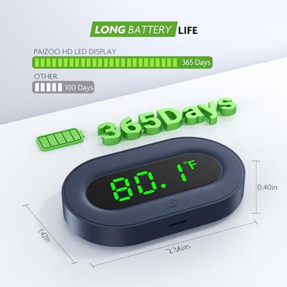 PAIZOO LED Aquarium Thermometer Digital Highly Accurate Replaceable Battery | Wireless Temp Measurement, Accurate to ±0.9℉, Switch Between ℉/℃, Stick On Fish Tank Thermometer for Fish, Betta, Aquatic - size: Green Display