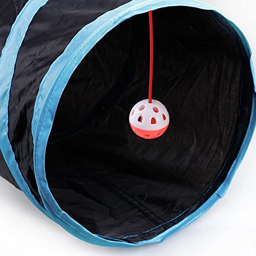 Cat Tunnel,5 Way Large Collapsible Tunnels Tube Upgrade with 6 Peek Hole,S-Shaped Maze House Play Toy Interactive Cat Toy for Cat Kitten Kitty Rabbit - size: 5-way Black