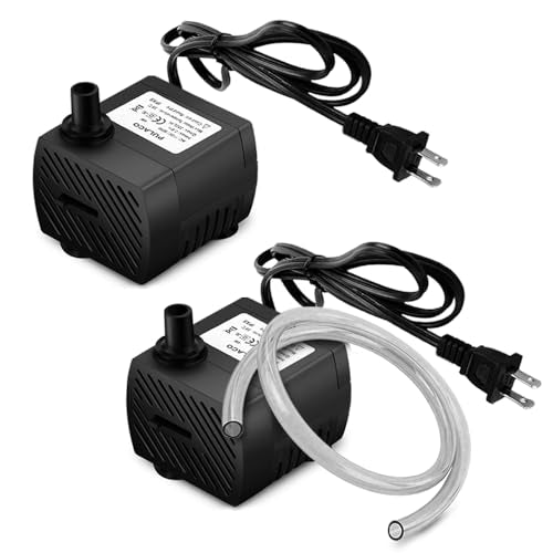 2Pcs Mini Submersible Water Pump (95GPH 5W) for Aquarium Fish Tank, Pond, Fountain, Hydroponics