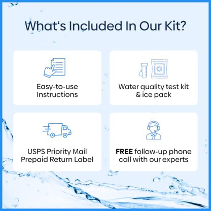 ETR Labs Basic Water Quality Test Kit - Tests 57 Substances in Well & Tap Drinking Water (Metals, Nitrates, Lead, Hard Water, pH Levels) - Home Sample Kit with Prepaid Mailer & Expert Lab Support