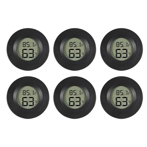 6-Pack Mini Hygrometer Thermometer Digital LCD Monitor Indoor/Outdoor Humidity Meter Gauge Temperature for Humidors Home Greenhouse Babyroom Reptile Incubator