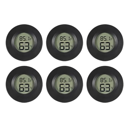 6-Pack Mini Hygrometer Thermometer Digital LCD Monitor Indoor/Outdoor Humidity Meter Gauge Temperature for Humidors Home Greenhouse Babyroom Reptile Incubator
