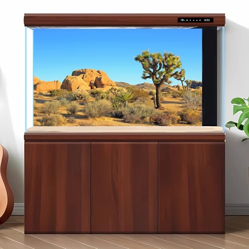 Desert Reptile Tank Background Joshua Tree Rocks Desert Terrarium Background Desert Landscape Reptile Terrarium Background Rocky Bush Reptile Habitat Background Bearded Dragon Tank Background 24x12in - color: Gobi Brown, size: 24(W)x12(H)inches/ 60(W)*30c