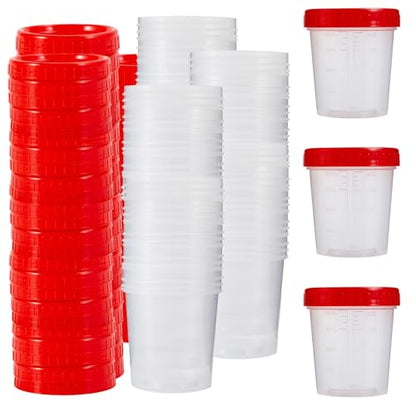 100Pcs Leak Proof Specimen Cups with Lids,4oz Disposable Urine Cups | Specimen Container with Screw on Lid,Sample Collection Kit for Safe Urine Pee Sample Analysis Testing - style: Red-100PCS