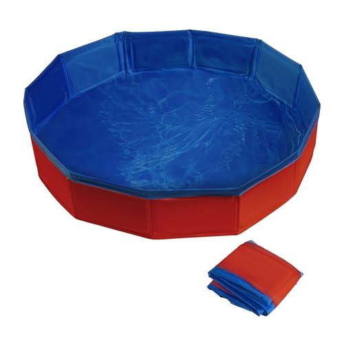 Bearded Dragon Foldable Bath Pool with Bath Brush, Bathrobe, Towel, Spray Pot and Tweezer, for Puppy Small Dogs Cats (Red, 20 x 3.6 inch) - color: Red, size: 20 x 3.6 inch
