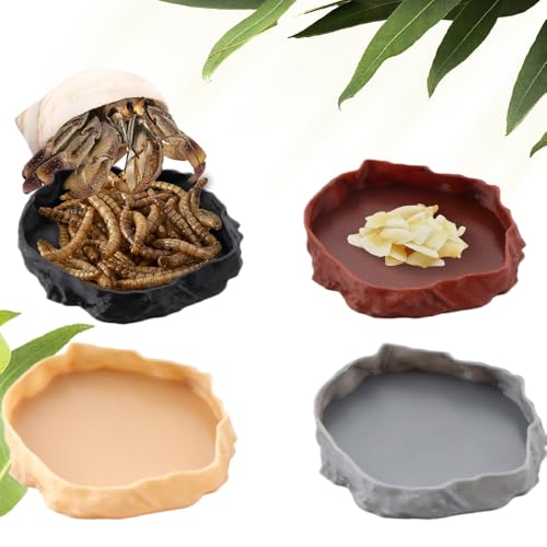4 Pack Hermit Crab Food Bowl Round Water Dish Feeding Dish for Hermit Crab Turtle Snail Millipede Small Reptiles